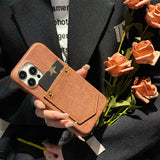 Luxury Denim Leather Card Bag Case For iPhone 15 14 13 12 11 Pro Max
