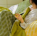 Nordic Simple Jacquard Sheep Fleece Blanket Luxury Autumn Winter Office Bedroom Nap Blanket Shawl Cushion for Single Double Size