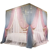 Luxury Double-deck Mosquito Net with Bracket Romantic White Lace Mantle Princess Style Floor-standing Room Decoration