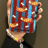 Whirlpool Pattern Red Blue Contrasting Sausage Dog Case For iPhone 16 15 Pro Max 14 13 12 11 XS XR X SE 7 8 Plus Silicone Cover