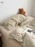 Pure Cotton Double Layered Lace Four Piece Bedding Set Cute South France Secret Garden Cartoon Design Bed eet Cover Duvet C...