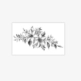 Natural Vine Floral Tattoo Sticker Black Gray Realistic Gradient Waterproof Long Lasting Temporary Tattoo for Women Shoulder