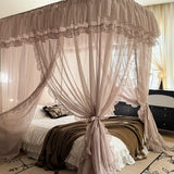U-Shaped Rail Cotton Mosquito Net Super Pure Colorcurtain Tent for Girls Three-Door Princess Style with Frame