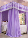 Princ Sle Double Layer Floor Length Court Mosquito Net Inteated Tee Door Opening Dust Proof Bed Curtain Bed Canopy