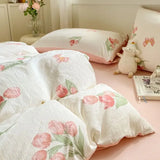 Cute pumpkin Korean Duvet Cover Set Skin Friendly Washed Cotton Bedding and Bed Sheets Girls Comforter Cover Single Queen Size