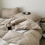 Polka Dot Pure Cotton Milk Velvet Four Piece Set Soft Skin Friendly All Season Bedding Duvet Cover Pillowcase eet