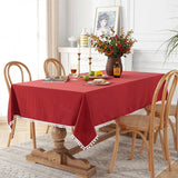 100% Cotton Tablecloths Fabric Tassel Tablecloth Dust-Proof Table Cover for Kitchen Dinning Tabletop Home Wedding Decoration