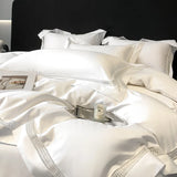 4Pcs Luxury 1000TC Egyptian Cotton White Hotel Style Bedding Set Hollow Wide Edge Duvet Cover Bed Sheet Fitted Sheet Pillowcases