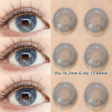 2pcs Ice Blue Colored Contact Lenses Natural Brown Prescription Lenses Big Eyes Soft Cosmetic Contacts for Daily Wear