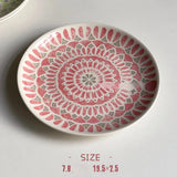 Ceramic Round Shape Floral Plates Dinner Sets Large Capacity Large Plate Dessert Salad Plate Beautiful Table Tableware Services