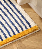 Tufting Blue Stripe Bathroom Mat Bathmat Long Living Room Carpet Bedside Rug Soft Bedroom Floor Tidy Pad Aesthetic Home Decor