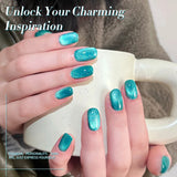 10ml Imperial Green Cat Magnetic Gel Nail Polish Spring Summer Sparkling Glass Bead Soak Off Christmas Decoration