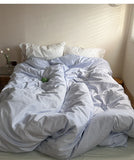 Star Blue Ice een Cotton Striped Bedding Set with Pillowcases Duvet Cover And eet Simple Tied Design for Teen Girls