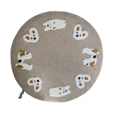 Round Seat Cushion Soft Cartoon Dog Stripe Plush Floor Chair Sofa Pad Support Home Office Autumn Winter Warm Decor 40x40cm