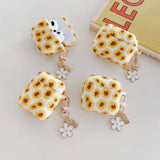 Flower Print Earphone Case For Apple AirPods 4 New Funda Silicone Cover For AirPods Pro 2 3 1 Matte Sunflower Soft Cases Coque