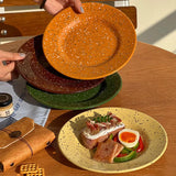 Nordic Ceramic Splashed Ink Plate Household Colored Breakfast Bread Disc High-end Restaurant Dessert Plates Niche Dot Tableware
