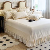 1000TC Egyptian Cotton Flowers Plant Leopard Embroidery Ruffles Bedding Set Duvet Cover Set Flat/Fitted Sheet Pillowcases 4Pcs