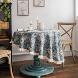 Round Tablecloth with Tassel, Jacquard Thick Table Cloth, Polyester Cotton Table Cover for Home, Wedding Party Decoration