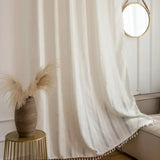 Hollow Out Jacquard Weave Cotton Linen Tassel Curtains Wall Decoration Room Partition Window Shade Bedroom Floating Curtains