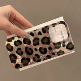 Retro Gradient Pink Texture Laser Phone Case For iPhone 17 16 Pro Max 15 14 13 12 11 XS 7 8 Plus 16E Stylish Leopard Print Cover