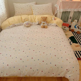 New autumn and winter milk fleece four-piece cartoon cute fleece thickened bed sheet quilt cover warm bedding