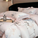 Luxury Digital Printing Flowers and Plants Bedding Set Lyocell Eucalyptus Fiber Soft Silky Duvet Cover Bed Sheet Pillowcase 4Pcs