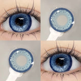 1Pair Color Contact Lenses New Product Lan Cat Sclera Blue Green Lenses Degree Prescription -0.00 to -8.00 Beauty Pupils
