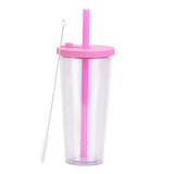 700ml,Double-Layer Straw Cup/MUG,Drinkware,Environmentally Friendly Plastic,Large Diameter,Transparent Milk Tea Cup,Holiday Gift