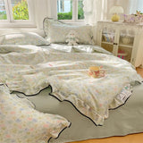 Korean StyleFloral Printed Summer Quilt Soft Skin-friendly Comforter Adults Single Double Washable Summer Lightweight Quilt 1PC