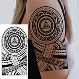 1 Sheet Compass Family Temporary Tattoos For Women Men Adults Flower Tribal Maori Totem Tattoo Sleeve Waterproof Temp Stickers