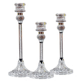 Glass Candle Holder Crystal Diamond Candle Holder 3Pcs Home Candlestick Creative Wedding Decor Crafts Desktop Ornaments Gifts