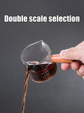 1 Piece 75ml Double Mouth Milk Cup With Side Wooden Handle Clear Glass Coffee Cup, Suitable For Home Espresso, Milk Production