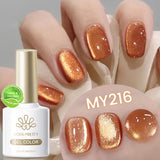 10ml Cat Magnetic Gel Sparkling Ultra Gold Glitter Soak Off UV LED Gel Nail Art Varnish Manicure Valentine's Day