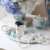 Resin Tray Baroque Elegant Dressing Table Jewelry Mirror Storage Display Tray Blue and White Embossed Ornaments Home Decor Gift