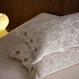 2 Pcs Class A  Linen Cotton Pillow Cases Wabi-sabi Aesthetic Beige Pillowcase for Bed Skin-friendly Bed Sleep Pillow Cover 48x74