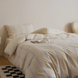Cotton and Linen Bedding Sets Stripe Yarndyed Duvet Cover Set Sheet Pillowcase Underwear Bed Linens