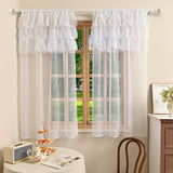 Curtain Ruffle Solid Color Sheer Windproof Curtains for Living Room Bedroom Decoration Rod Pocket 2 Panels Pastoral Style Simple