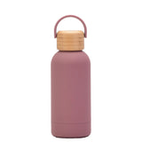 350ML Small Mouth THERMOS CUP Portable Handle Bamboo Wood Cover Vacuum Double Stainless Steel Simple Outdoor MINI WATER BOTTLE