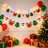 1Set Felt Christmas Hanging Bunting Banner with Santa Reindeer Christmas Tree, for Fireplace Mantel Door Outdoor New Year Party