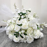 80/70/60/50cm Artificial Flower White Large Ball Wedding Table Centerpiece Road Lead Floral Arrangement Event Party Decor