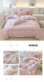 Princess Style Bedding Sets Ruffle Lace Bow Quilt Cover Romantic Print Bedclothes Home Decor Woman Girl Bedroom Duvet Cover 4pcs