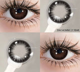 1 Pair Colored Myopia Contact Lenses for Eyes Fashion Lenses with Diopter Prescription Black Eye Lens Beauty Grey Pupil