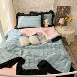 2025 new seersucker chiffon lace washed cotton summer cool quilt four-piece air conditioner quilt three-piece summer quilt set
