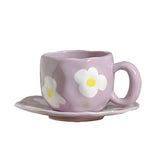 340ML Hand Pinched Irregular Ceramic Mug Red Love heart pattern Coffee Cup with Saucer Set Afternoon Tea Cup holiday gifts