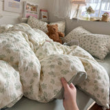 Aerobic three-layer yarn printing four-piece set skin-friendly and soft four-piece set of bedding in student dormitory
