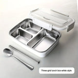 Easy-Clean Bento Container For Students & Office Workers,Leak-Proof Stainless Steel Lunch Box With 3/4 Compartments - Durable