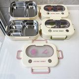 2/3 Grid Lunch Box Stainless Steel Insulated Lunch Box Student Bento Box with Cutlery Large Capacity Food Storage Container