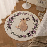 Round Living Room Carpet Ins Style Rabbit Pattern Bedroom Bedside Rug Soft Thick Cute Home Decoration Sofa Mat Alfombra Tapis 러그