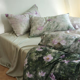 Vintage Oil Painting Style Flower Prints Bedding Set Lyocell Soft Silky Duvet Cover Set Flat/Fitted Bed Sheet Pillowcases 4Pcs