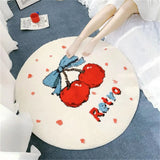 Round Bowknot Pattern Bedroom Rug Cartoon Cute Living Room Carpet Polyester Cozy Decoration for Girls Home Bedroom
